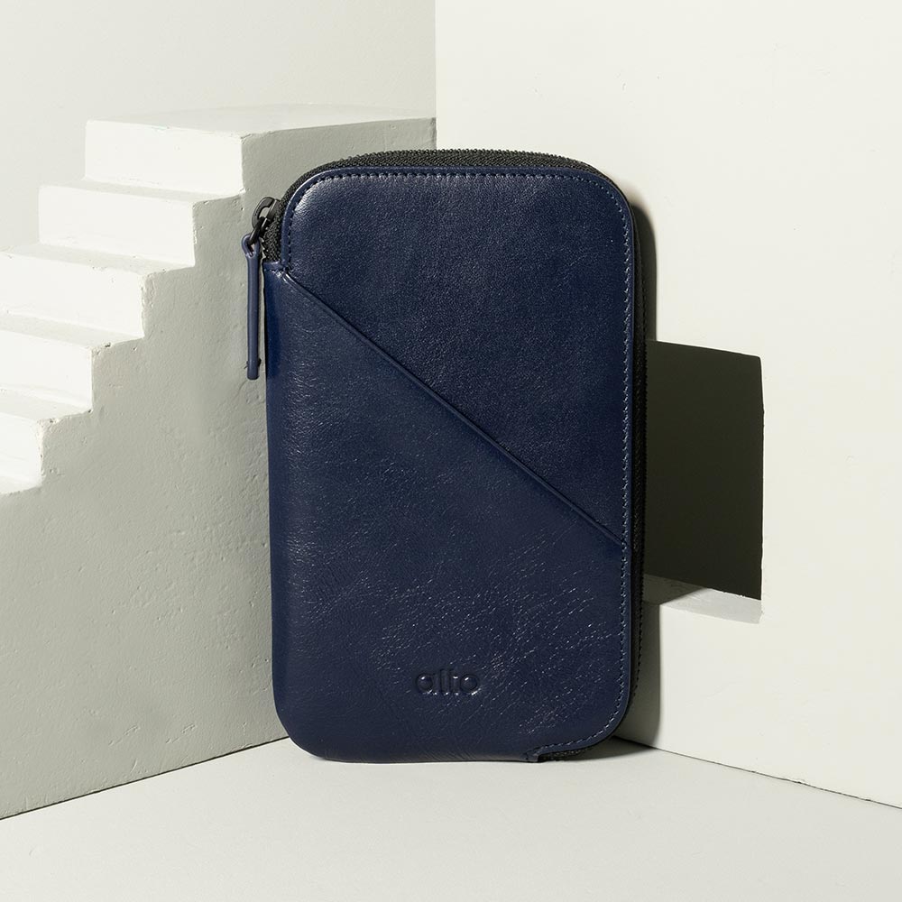 Leather Phone Wallet – Navy Blue