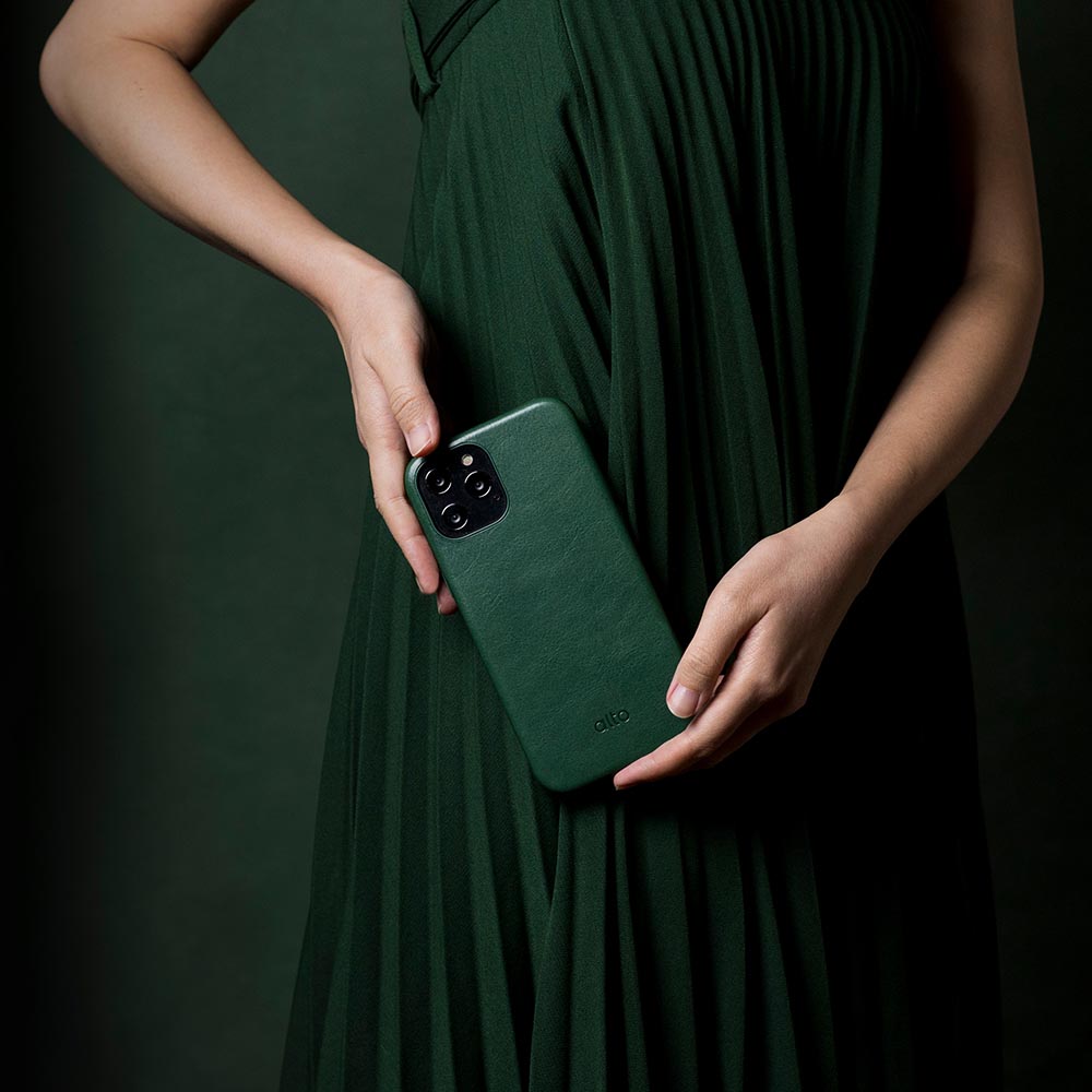 iPhone 12 Series Original 360 Drop Protective Leather Case - Forest Green