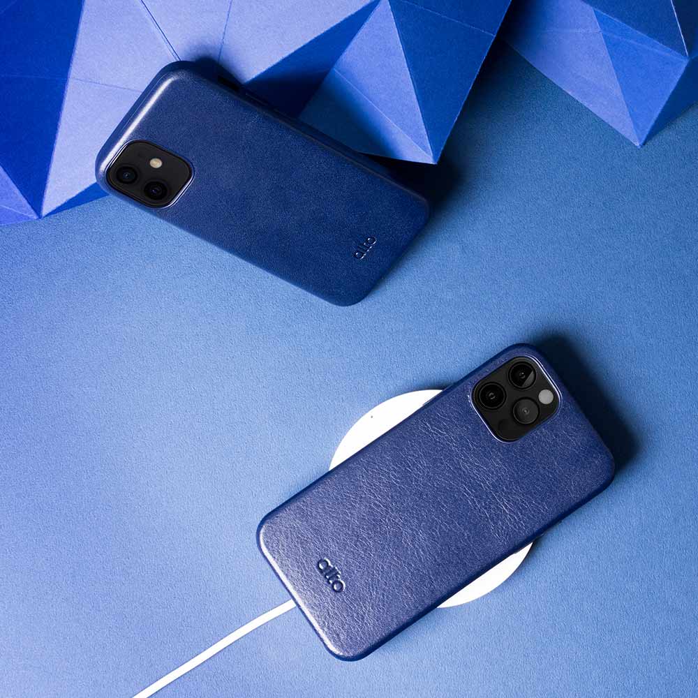 iPhone 12 Series Original 360 Drop Protective Leather Case - Navy Blue