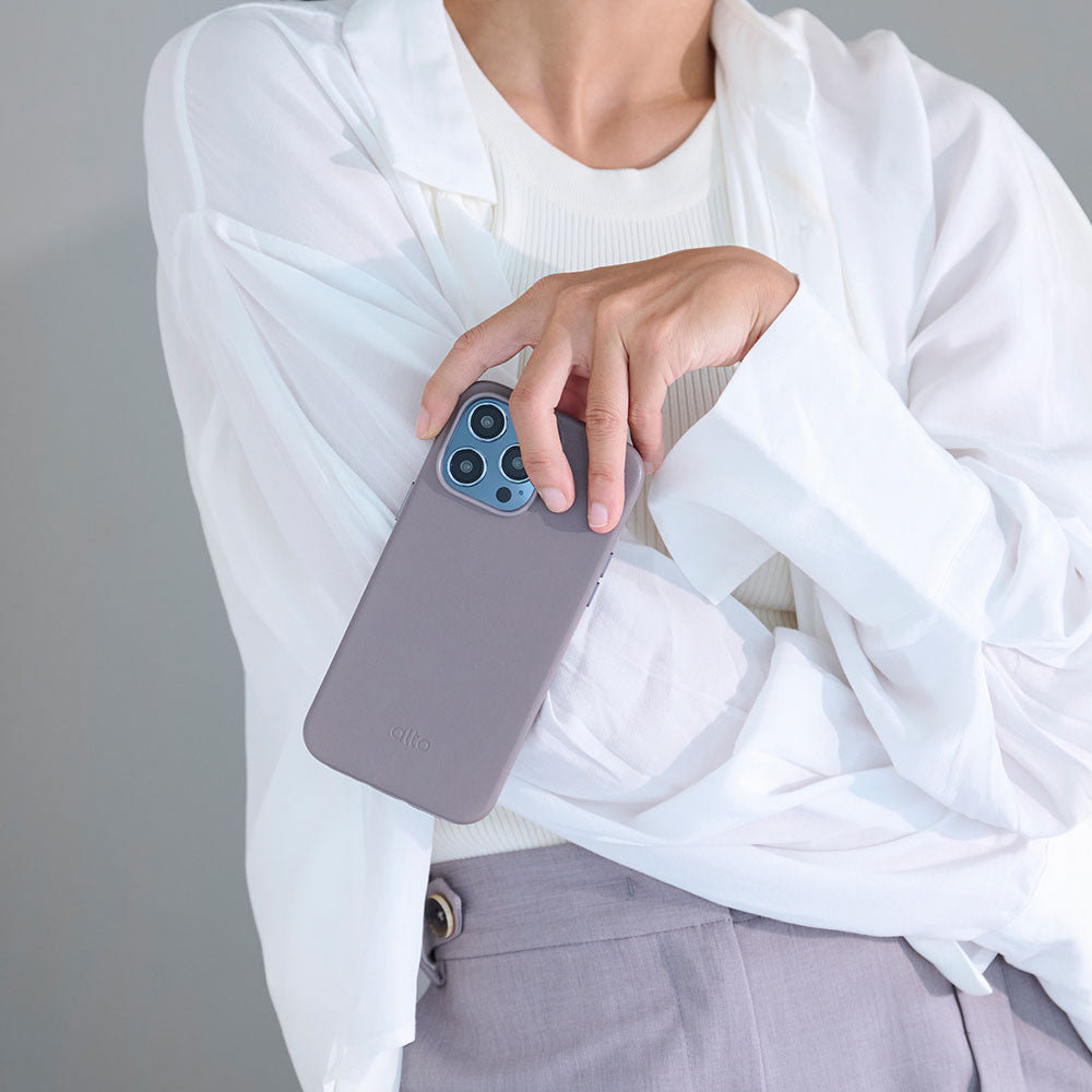 iPhone 14 Series Original Drop Protective Leather Case -  Cement Gray