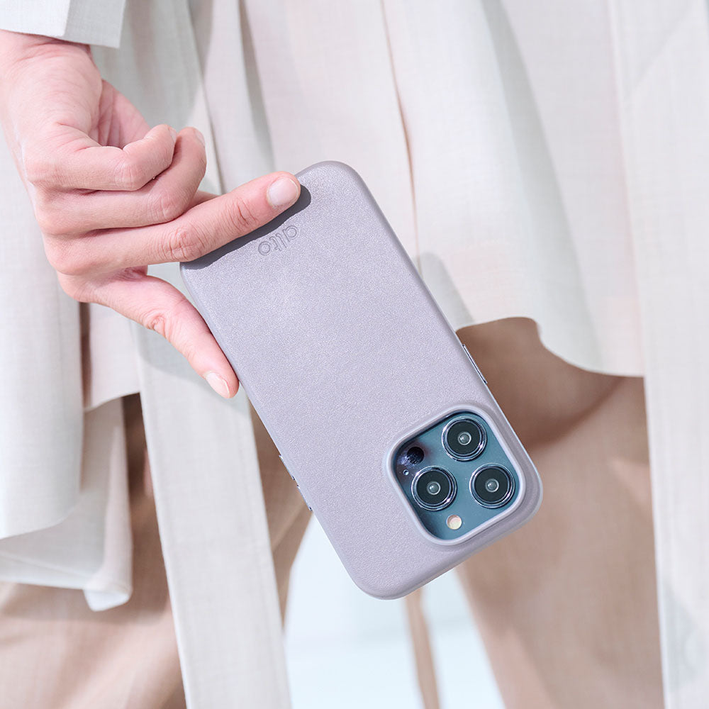 iPhone 14 Series Original Drop Protective Leather Case -  Cement Gray