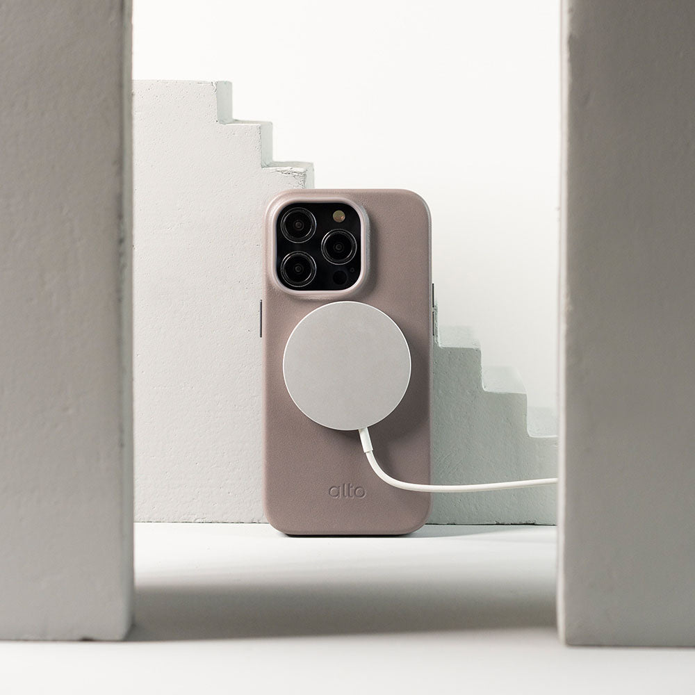 iPhone 14 Series Clop MagSafe Leather Case -  Cement Gray