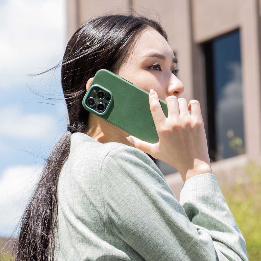 iPhone 14 Series Original Drop Protective Leather Case - Forest Green
