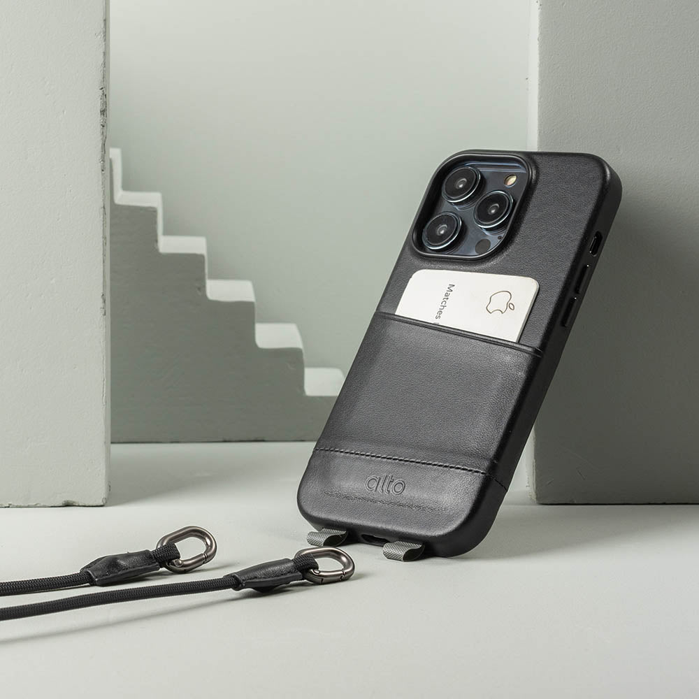 iPhone 14シリーズAnello Leather Ranyard Case -RavenBlack