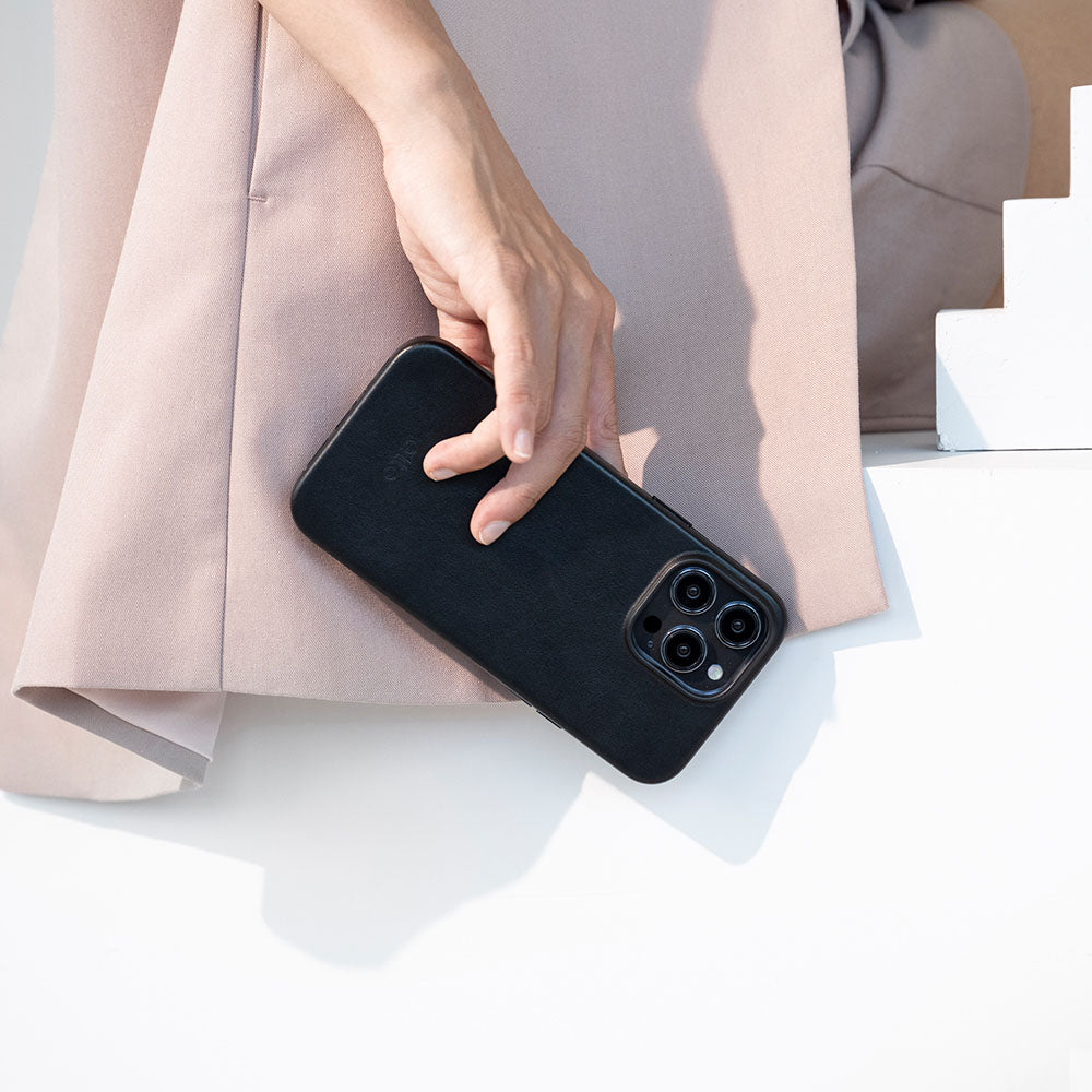 iPhone14シリーズオリジナルドロップ保護革ケース-RavenBlack