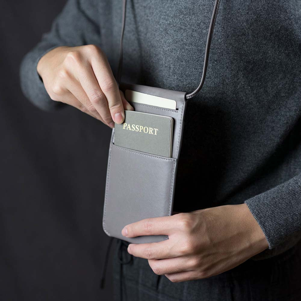 Leather Phone Purse – Cement Gray