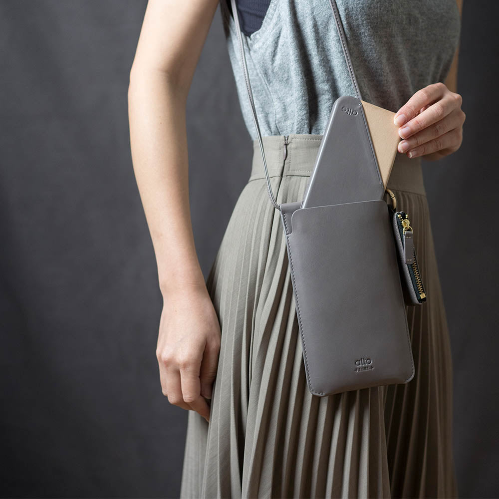 Leather Phone Purse – Cement Gray