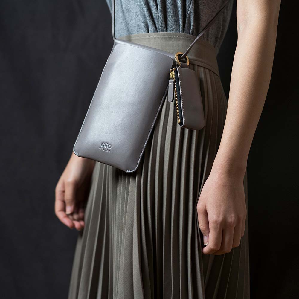 Leather Phone Purse – Cement Gray