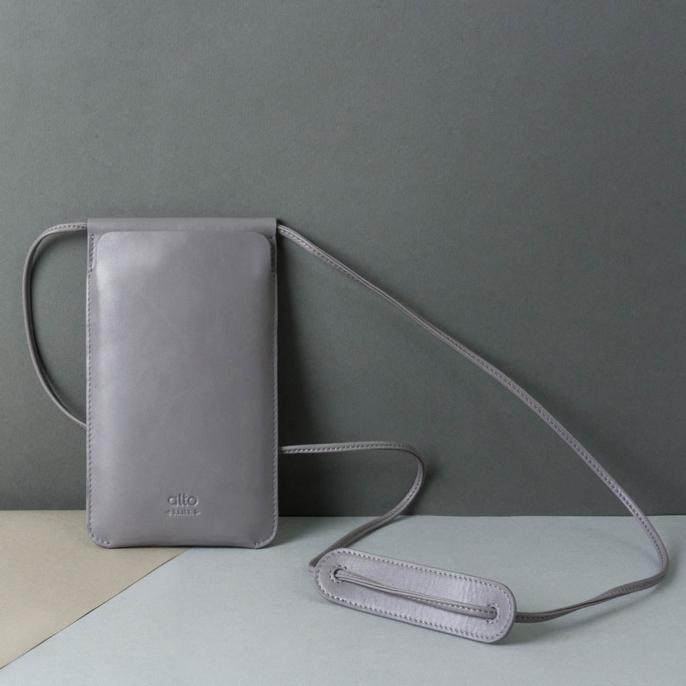 Leather Phone Purse – Cement Gray