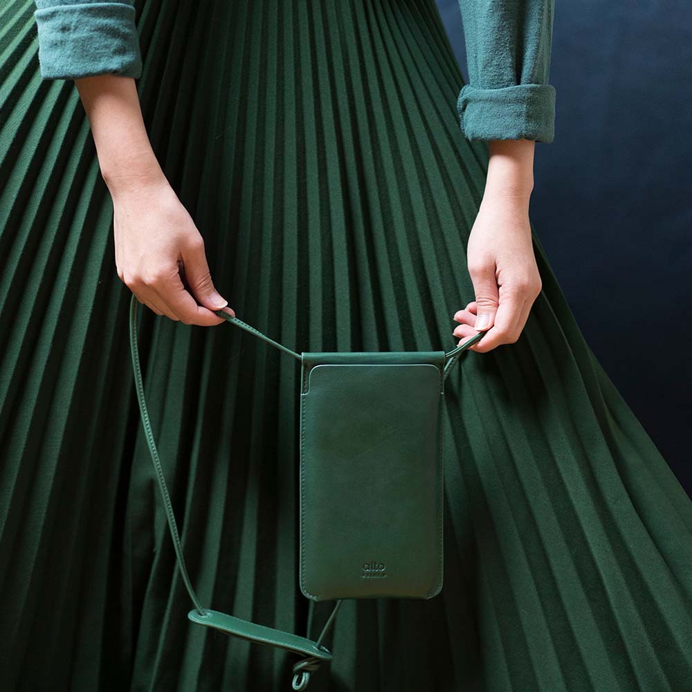 Leather Phone Purse – Forest Green