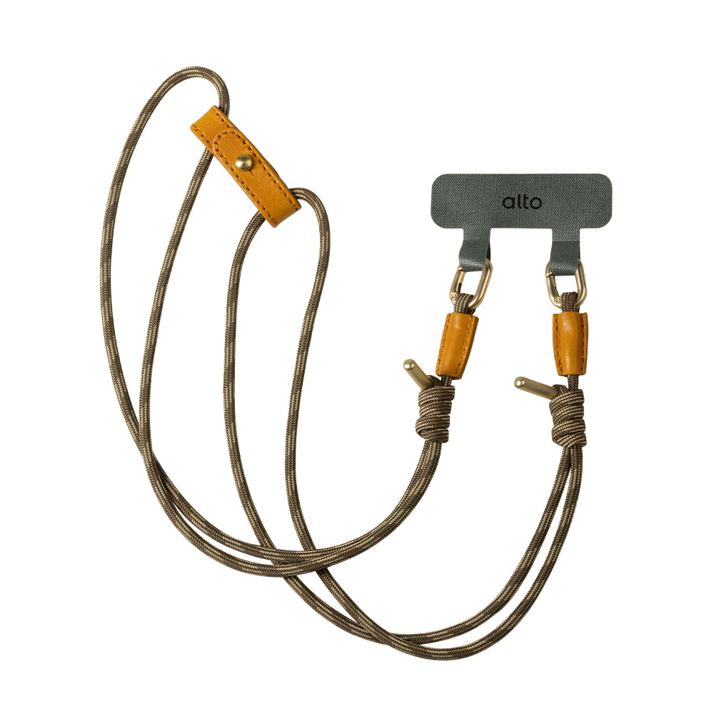 Phone Lanyards Connector + 4mm Comfort Nylon Strap – Linen Brown