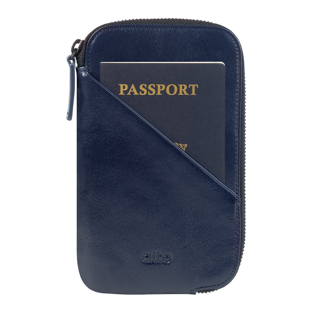 Leather Phone Wallet – Navy Blue