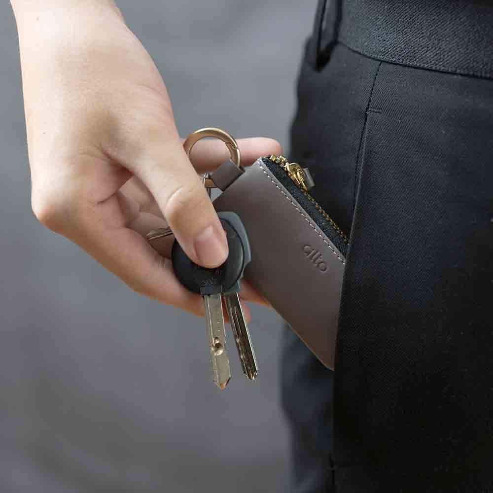 Leather Coin Pouch – Cement Gray