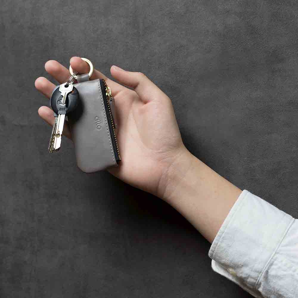 Leather Coin Pouch – Cement Gray