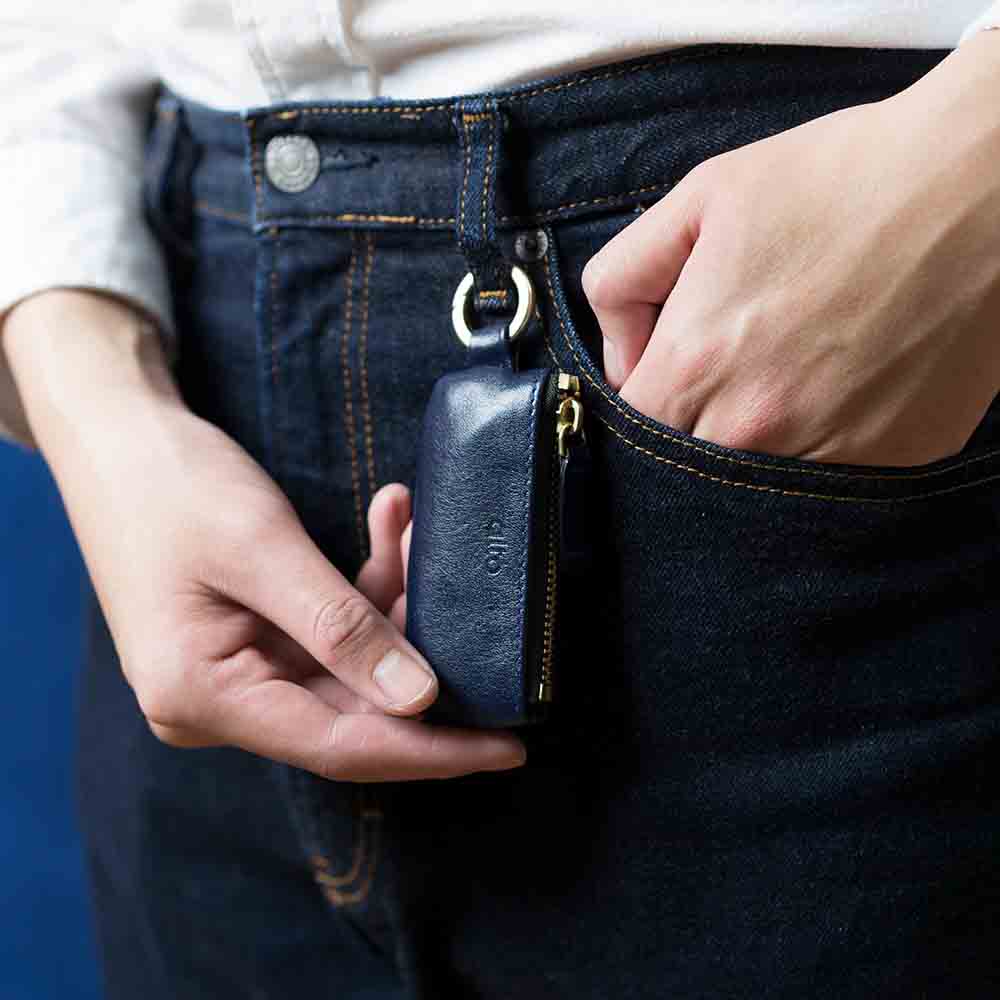 Leather Coin Pouch – Navy Blue