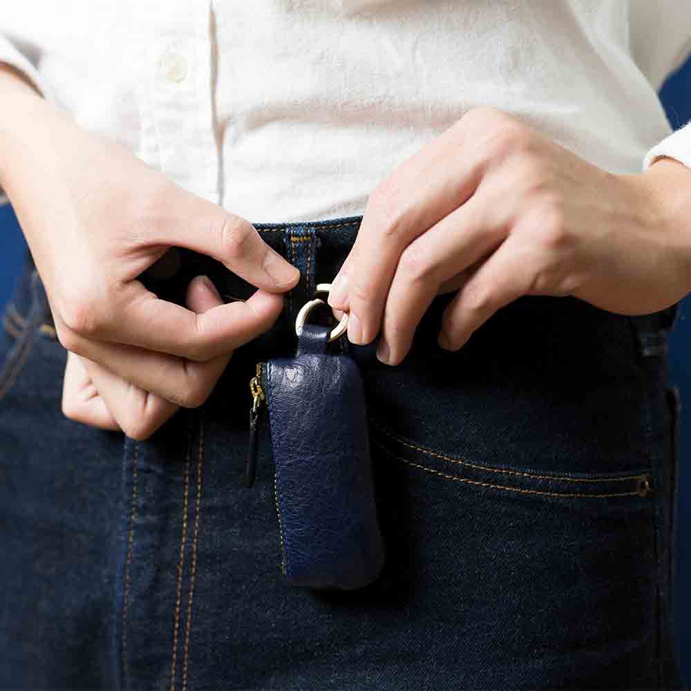 Leather Coin Pouch – Navy Blue