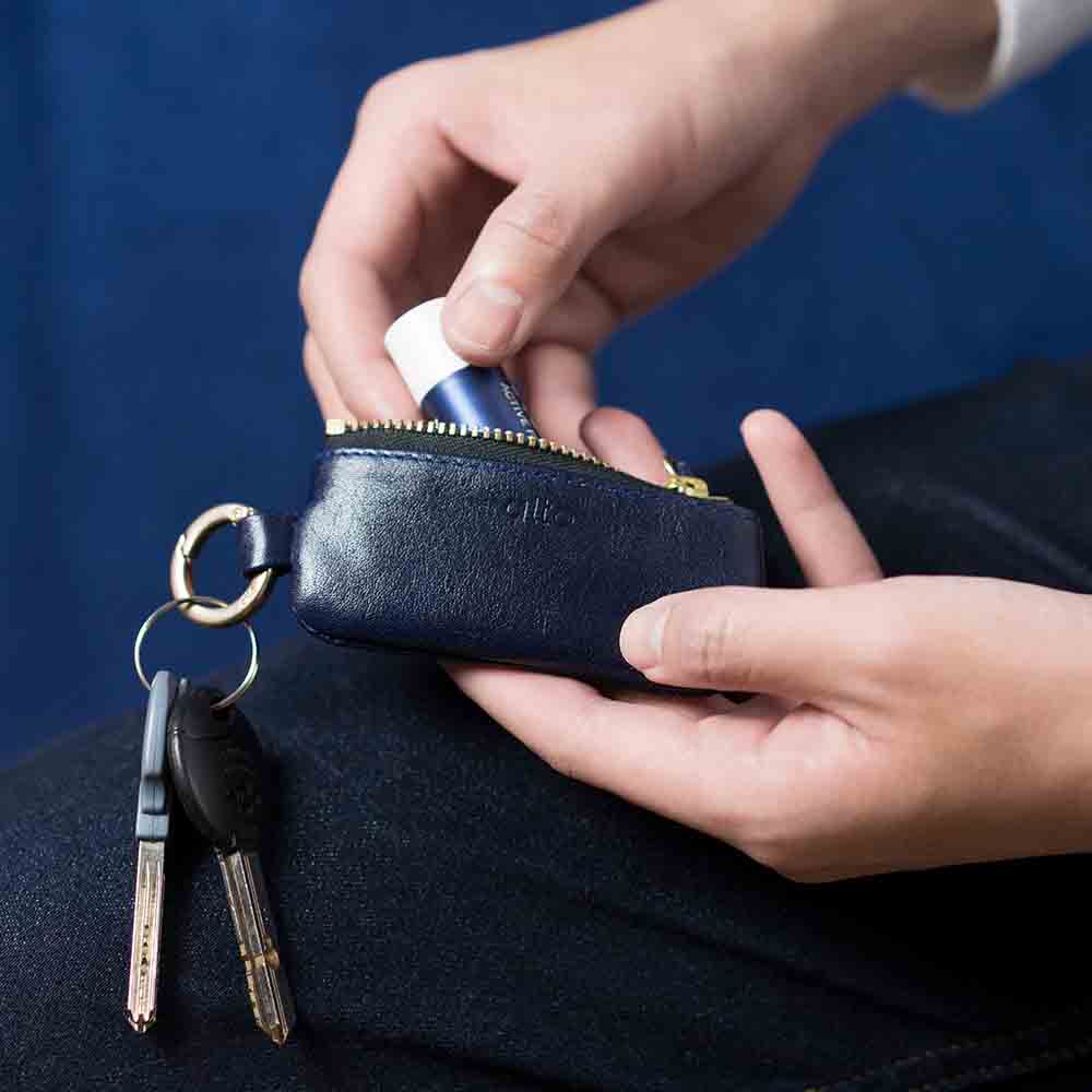 Leather Coin Pouch – Navy Blue