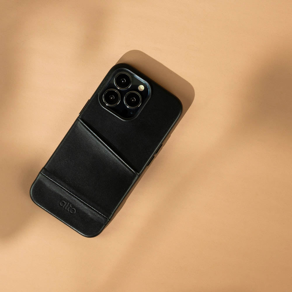 iPhone 13 Series Metro Leather Wallet Case - Raven Black