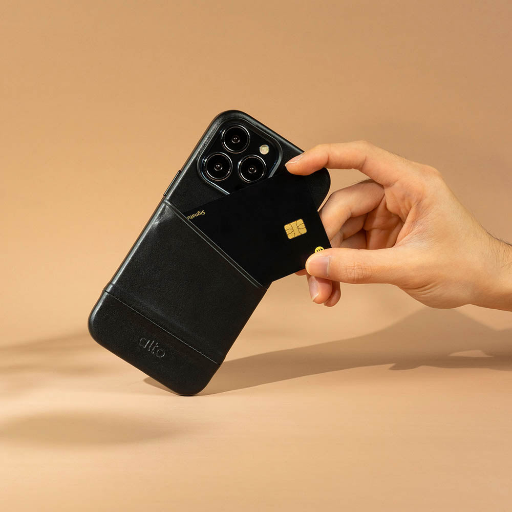 iPhone 13 Series Metro Leather Wallet Case - Raven Black