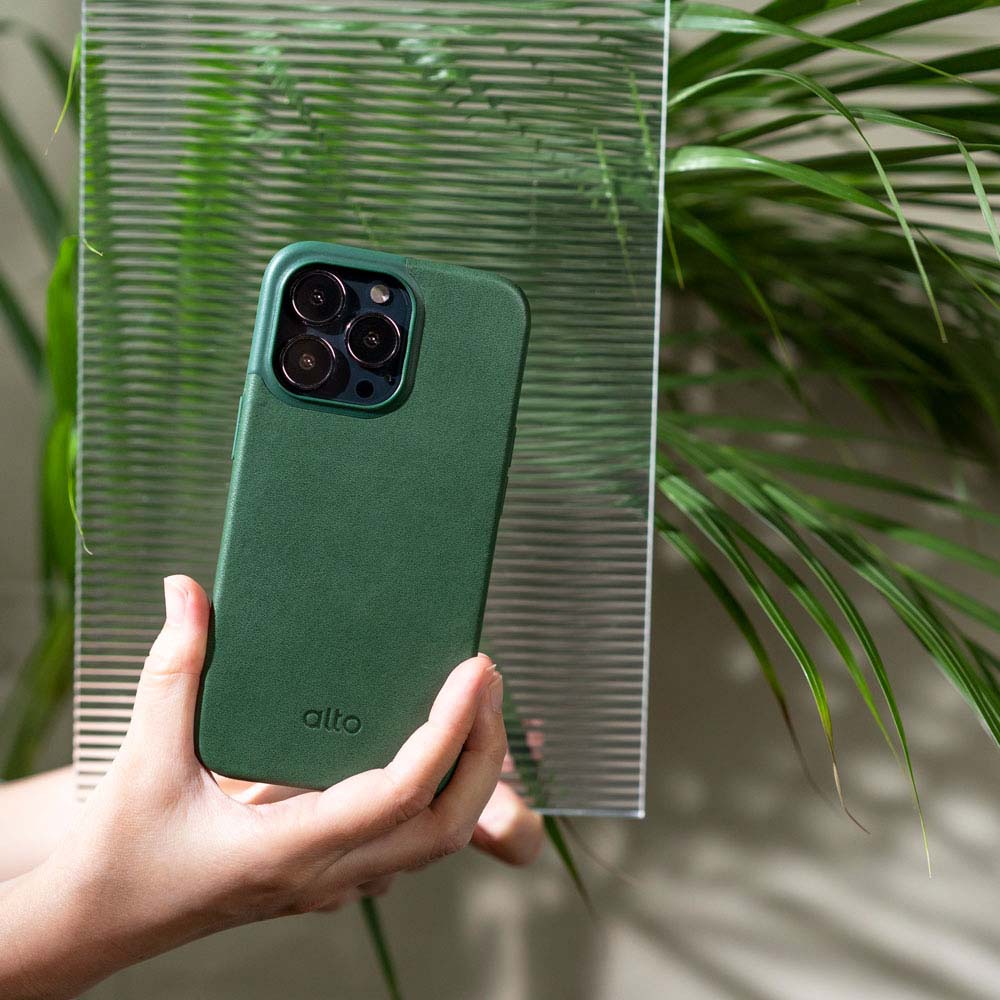 iPhone 13 Series Original 360 Drop Protective Leather Case - Forest Green