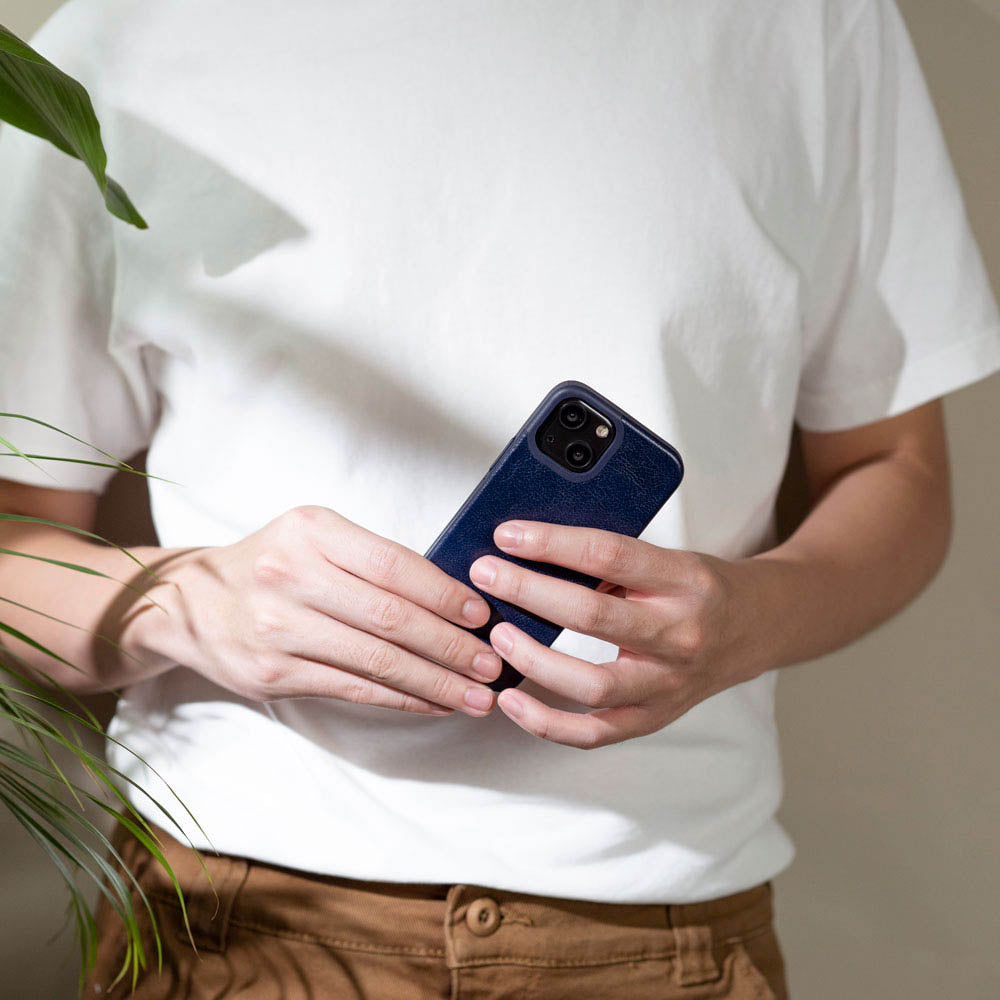 iPhone 13 Series Original 360 Drop Protective Leather Case - Navy Blue