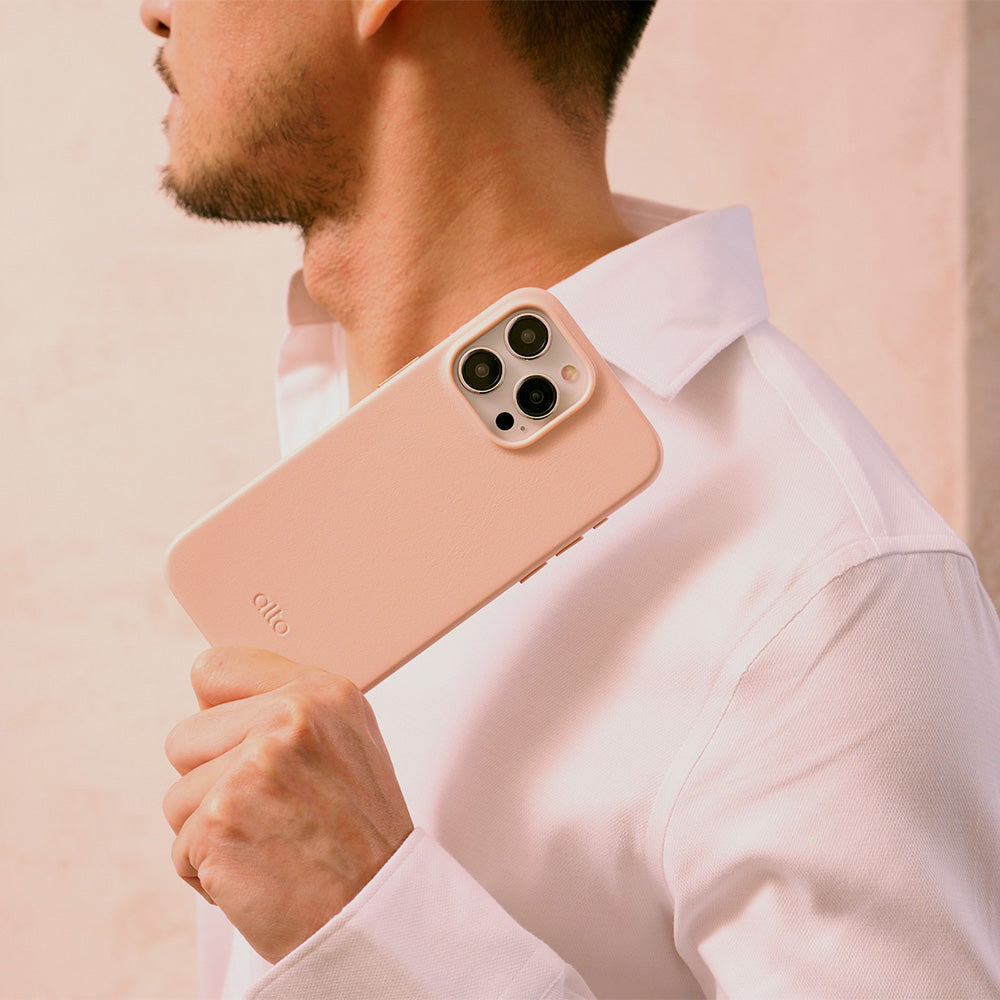 iPhone 15シリーズClop Magsafe Leather Case-ミスティピンク
