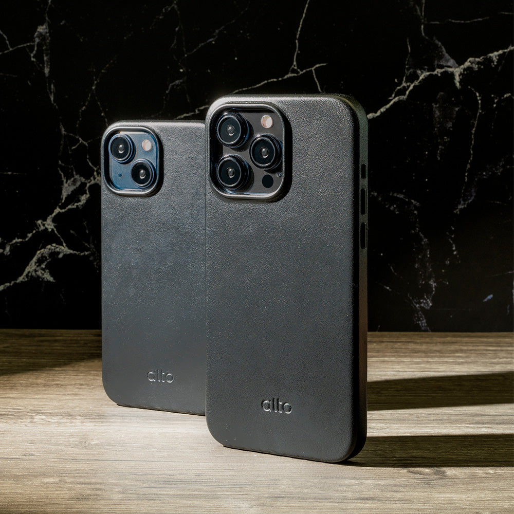 iPhone 15 Series Clop MagSafe Leather Case - Raven Black