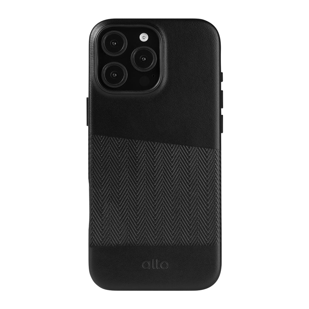 iPhone16シリーズニシンマグサフレザーケース - レイヴンブラック