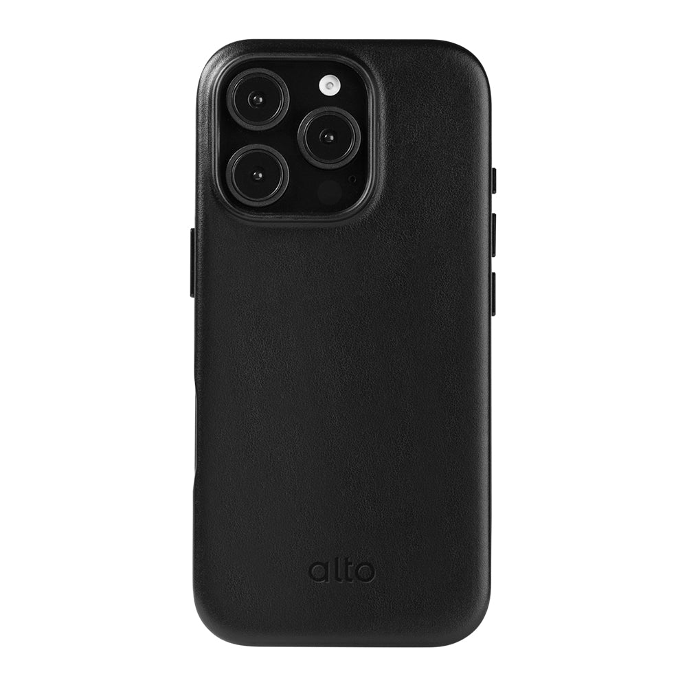 iPhone 16 Series Clop MagSafe Leather Case - Raven Black