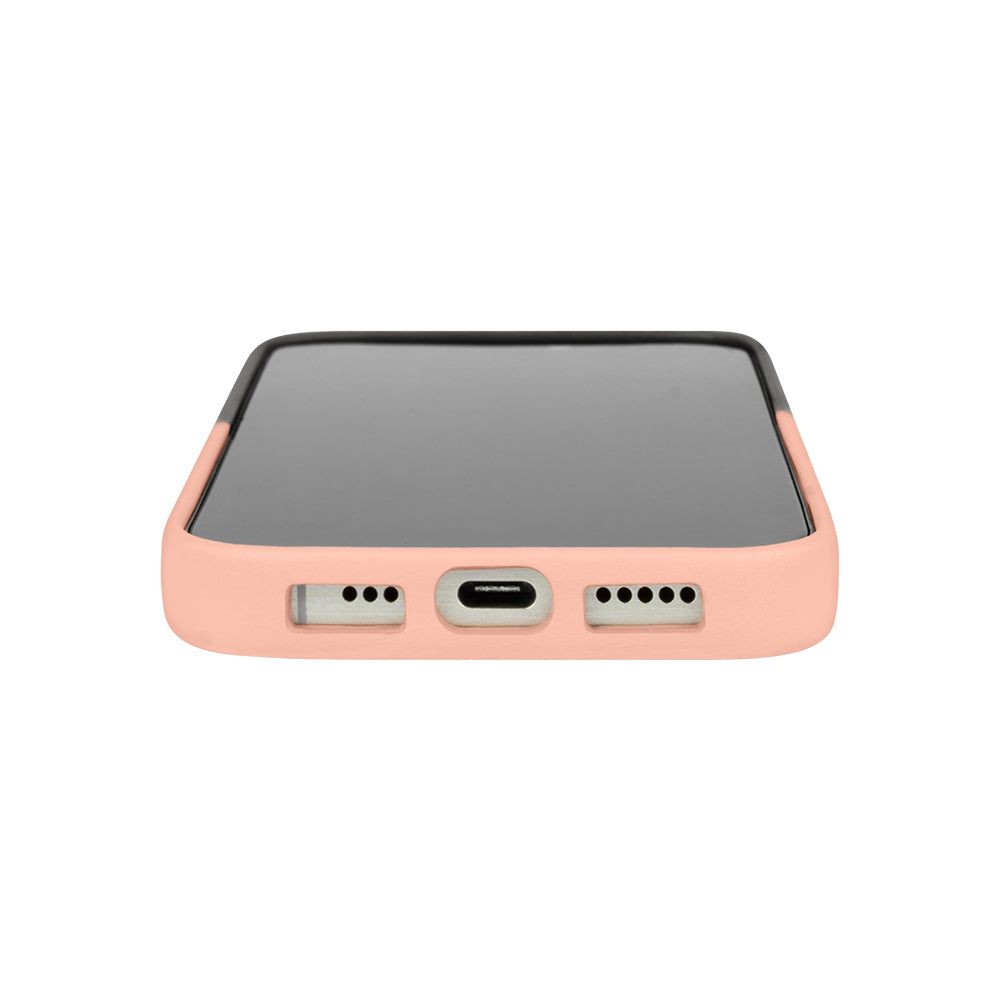 iPhone 16シリーズニシンマグサフレザーケース - セメントグレー /ミスティピンク