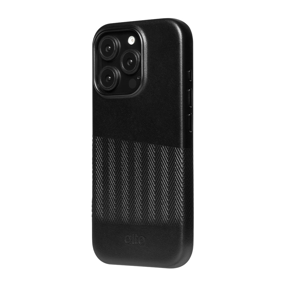 iPhone16シリーズニシンマグサフレザーケース - レイヴンブラック