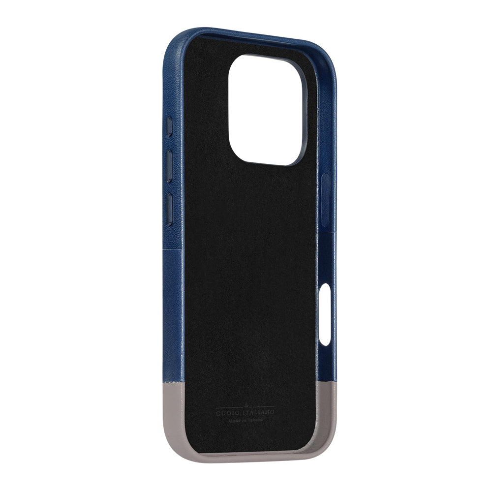 iPhone 16 Series Metro Leather Wallet Case - Navy Blue / Cement Gray