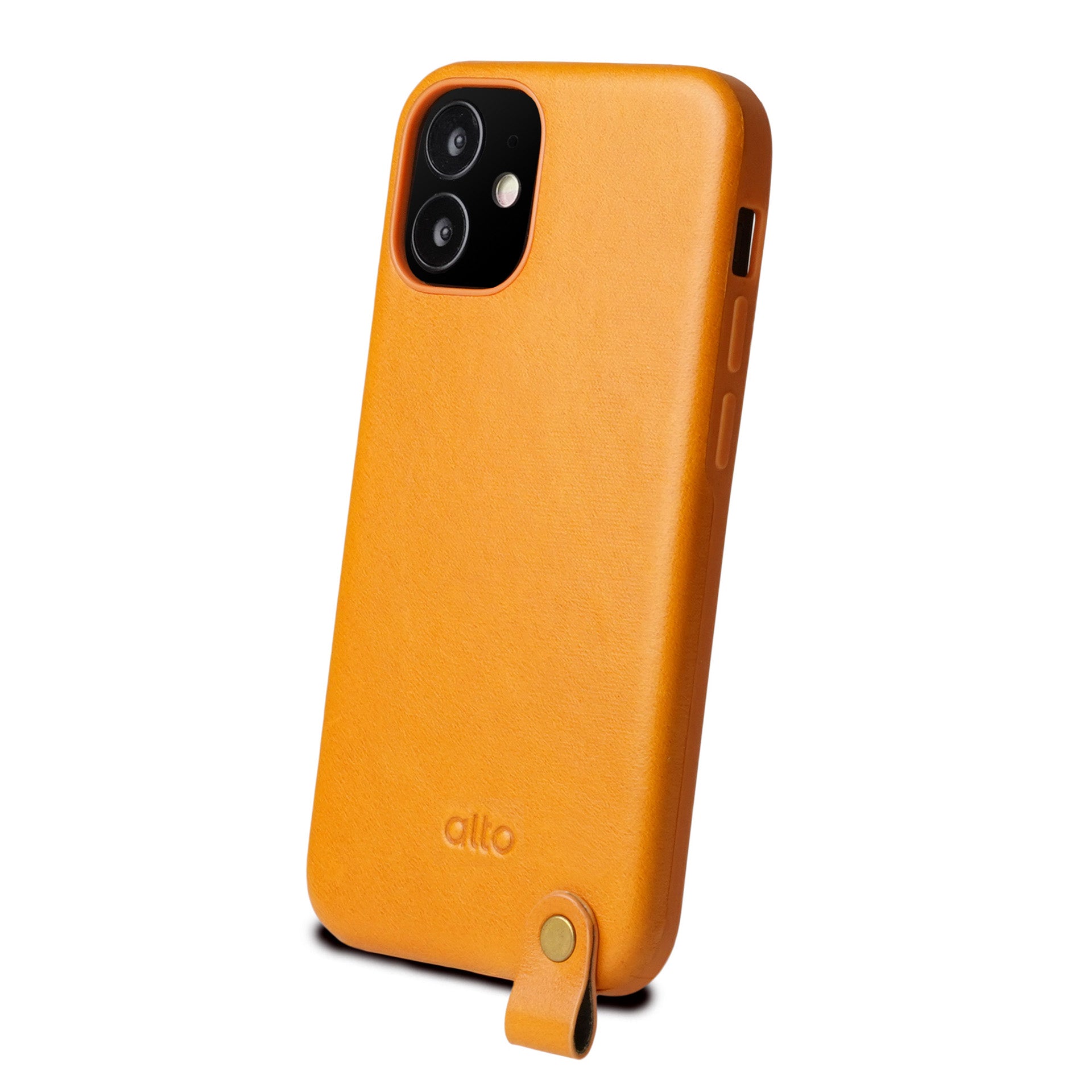 iPhone 12 Mini Anello 360レザーストラップケース - キャラメルブラウン