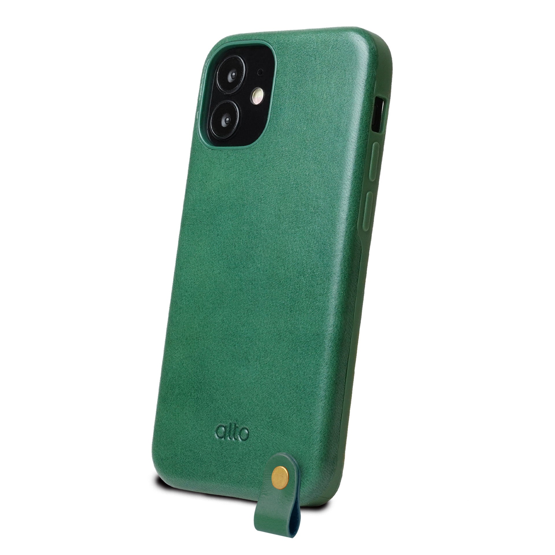 iPhone 12 Mini Anello 360レザーストラップケース - フォレストグリーン