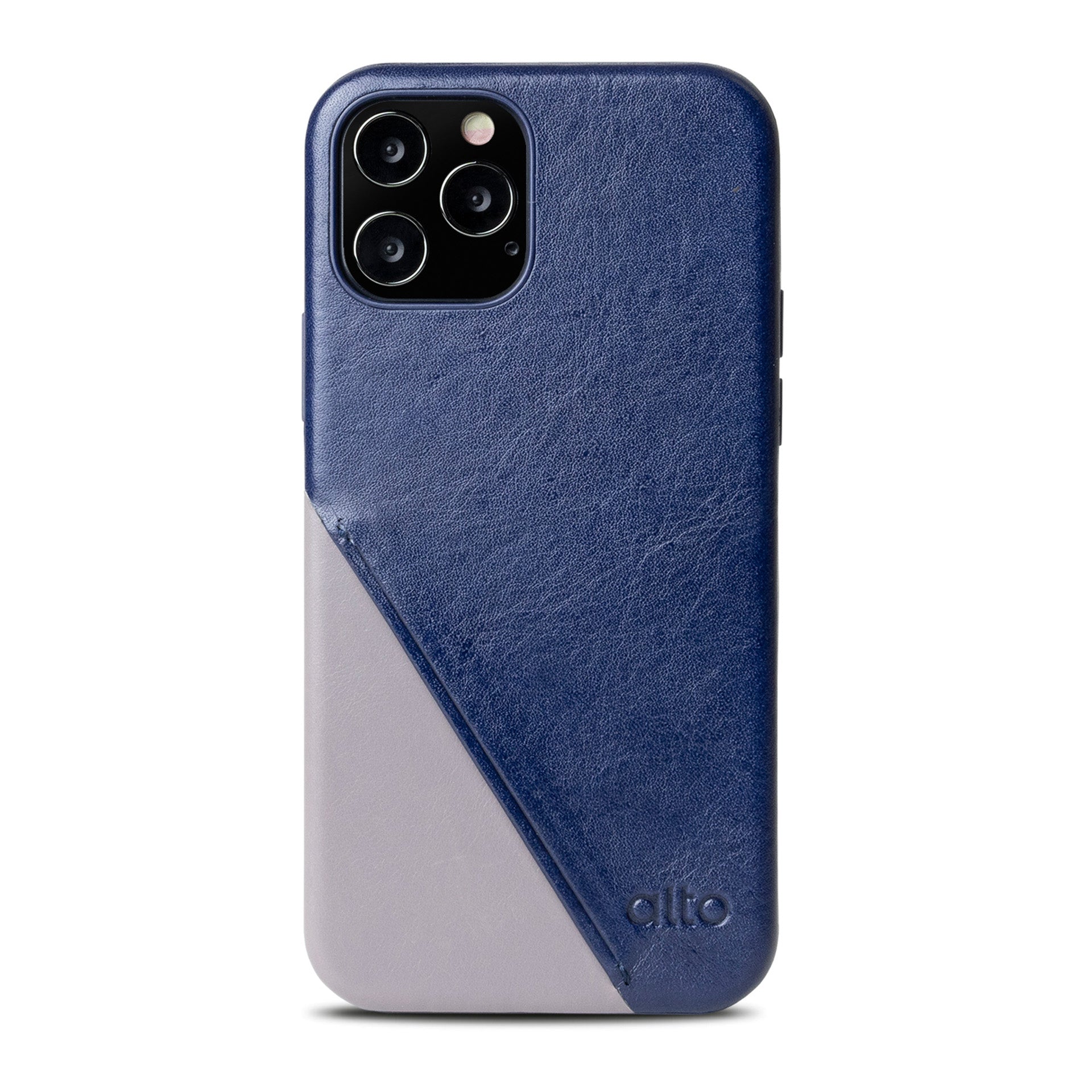 iPhone 12シリーズメトロ360レザーウォレットケース - ネイビー/セメント
