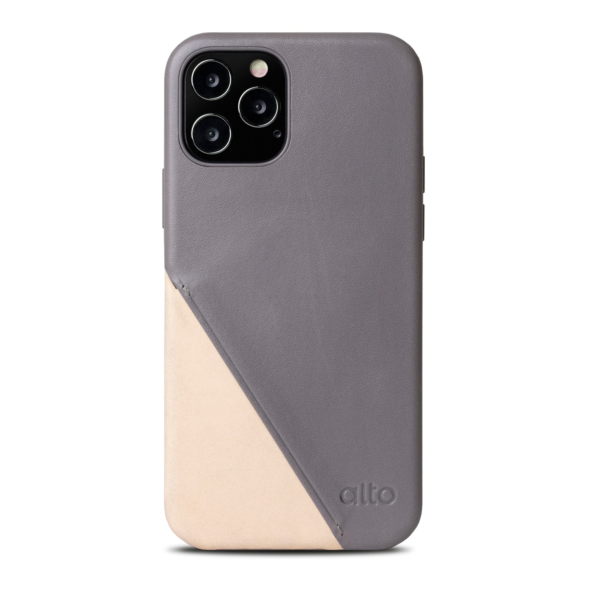 iPhone 12シリーズメトロ360レザーウォレットケース - セメントグレー/オリジナルヌード