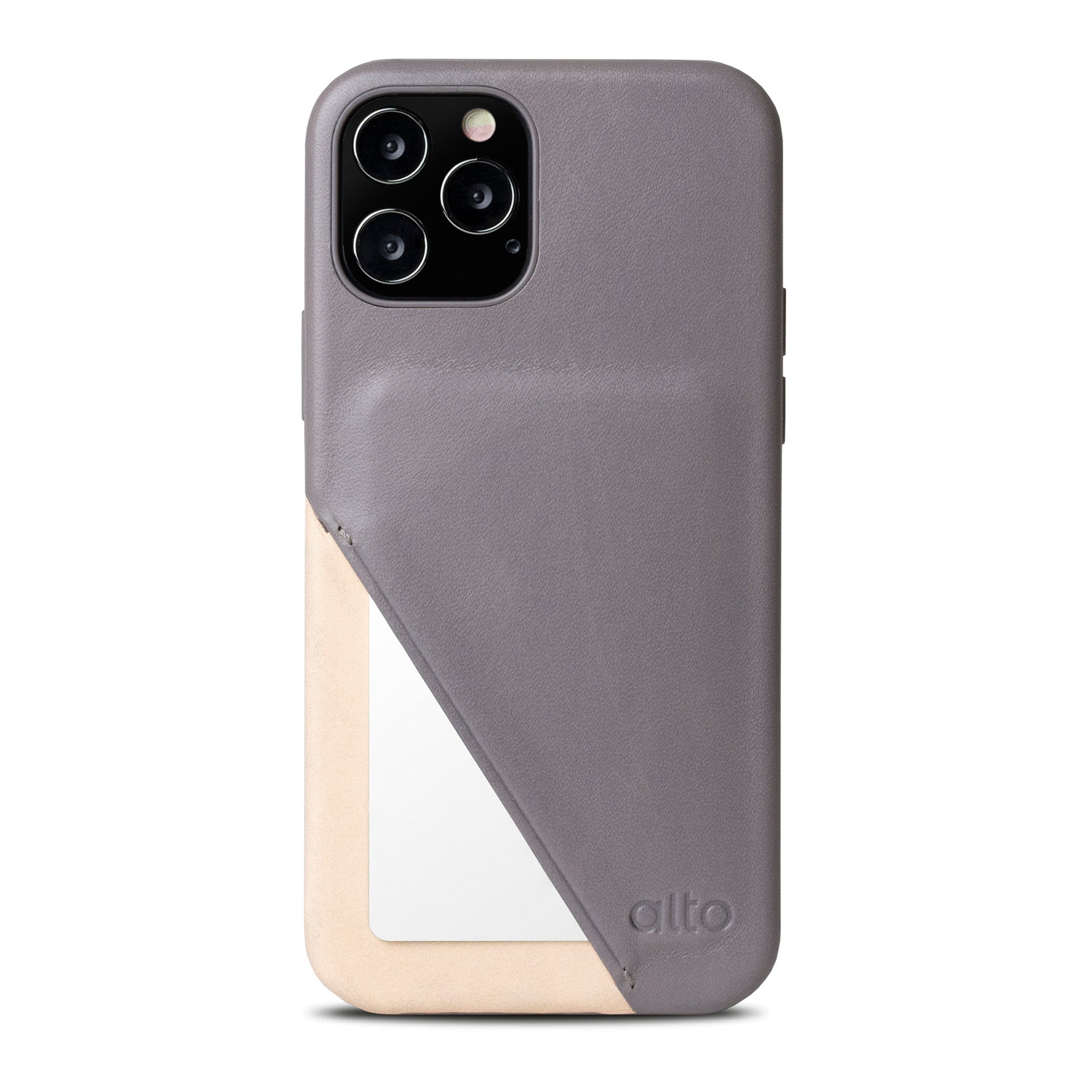 iPhone 12シリーズメトロ360レザーウォレットケース - セメントグレー/オリジナルヌード