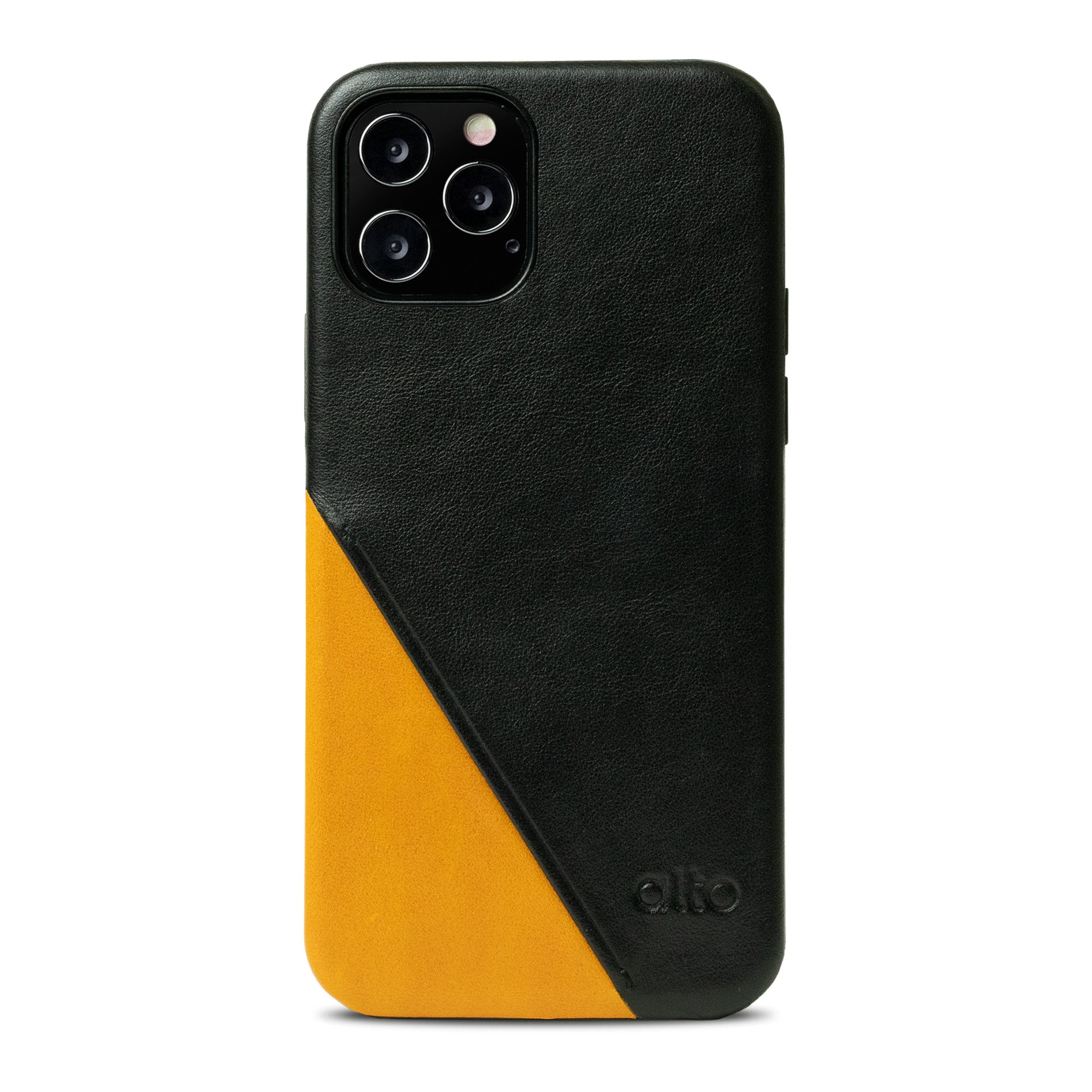 iPhone 12シリーズメトロ360レザーウォレットケース - レイヴンブラック/キャラメルブラウン