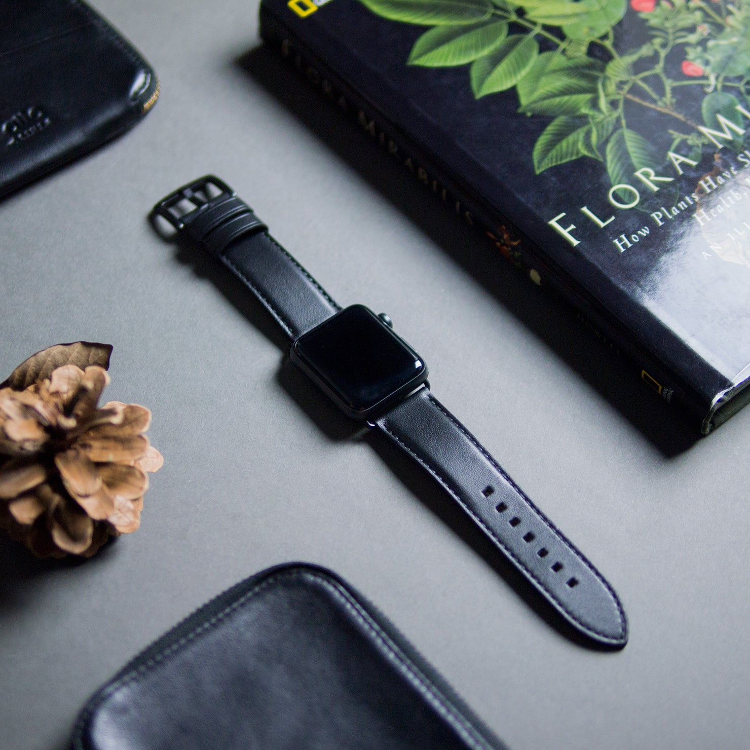 Apple Watch Leather Band 42/44/45/49mm – Raven Black