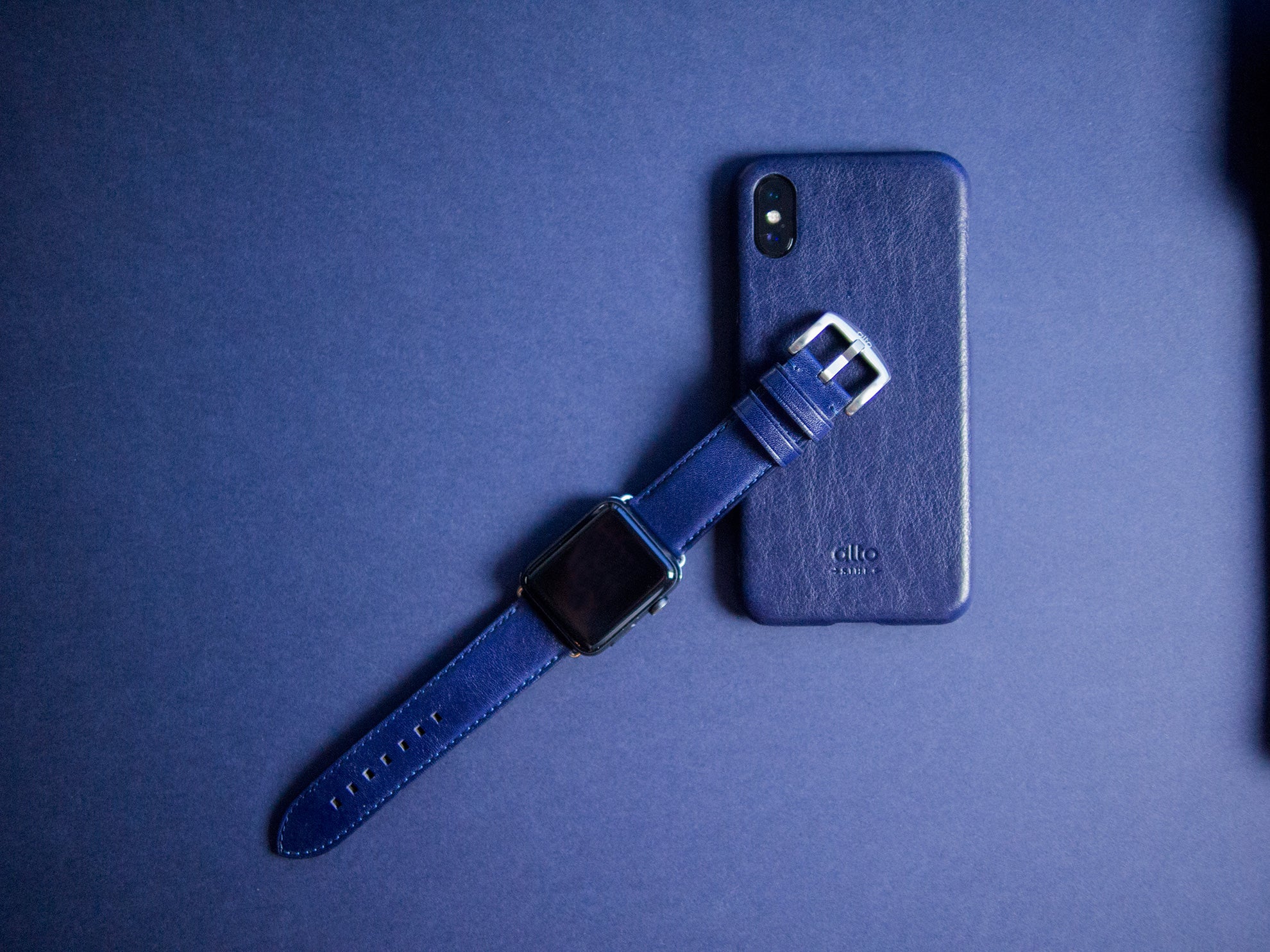 Apple Watch Leather Band 42/44/45/49mm – Navy Blue