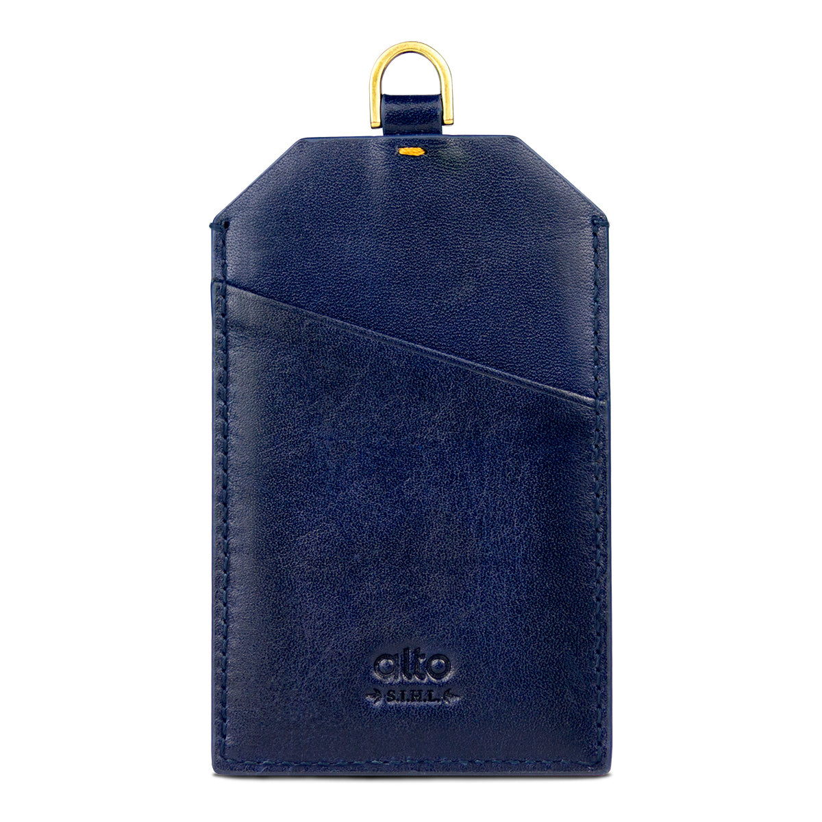 Leather Badge Holder - Navy Blue