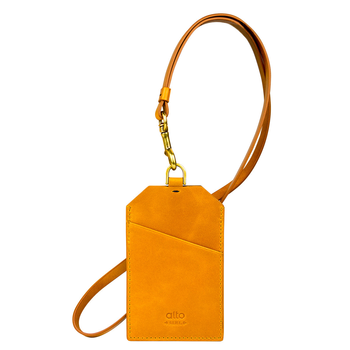 Leather Badge Holder - Caramel Brown