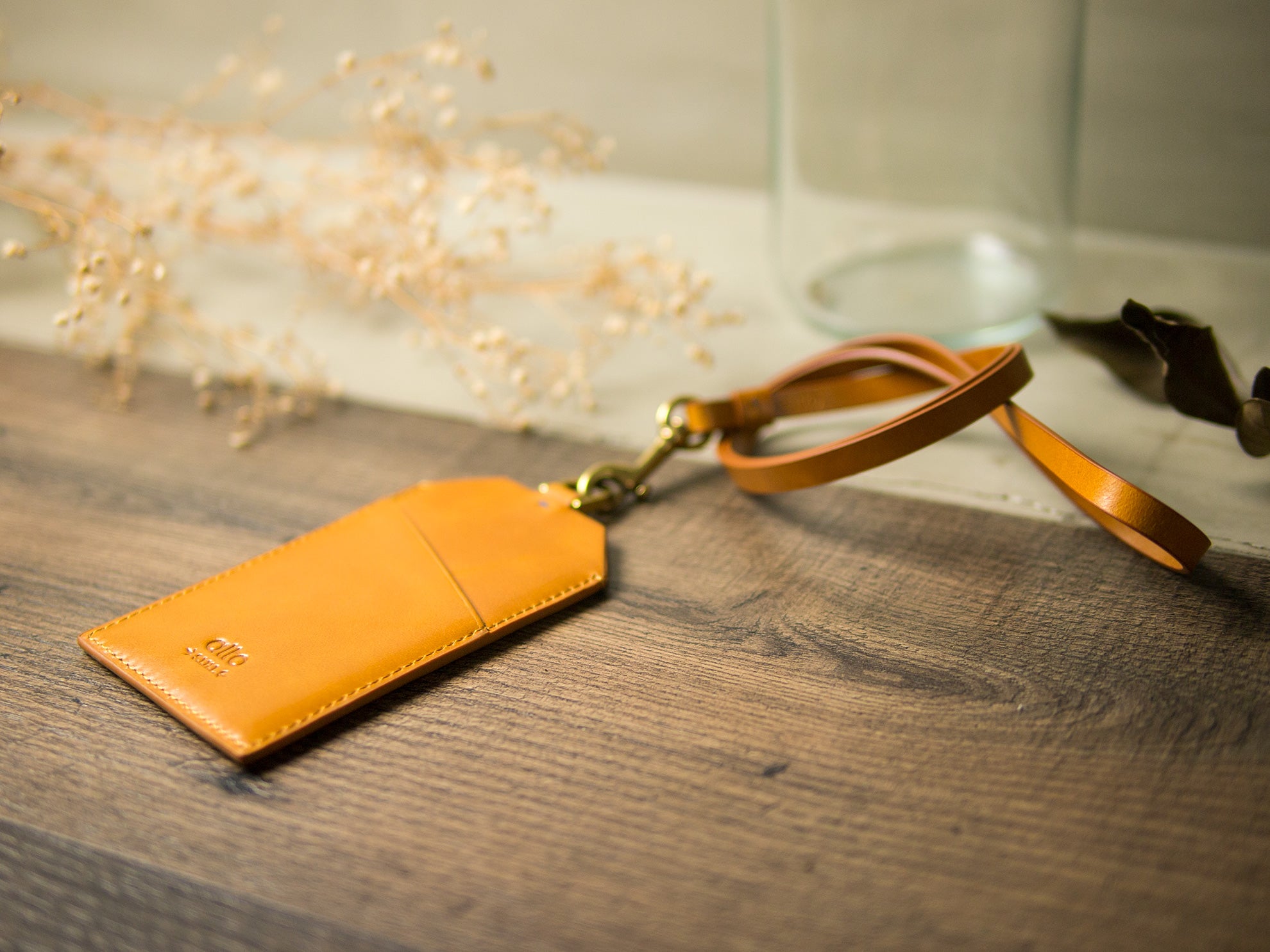 Leather Badge Holder - Caramel Brown