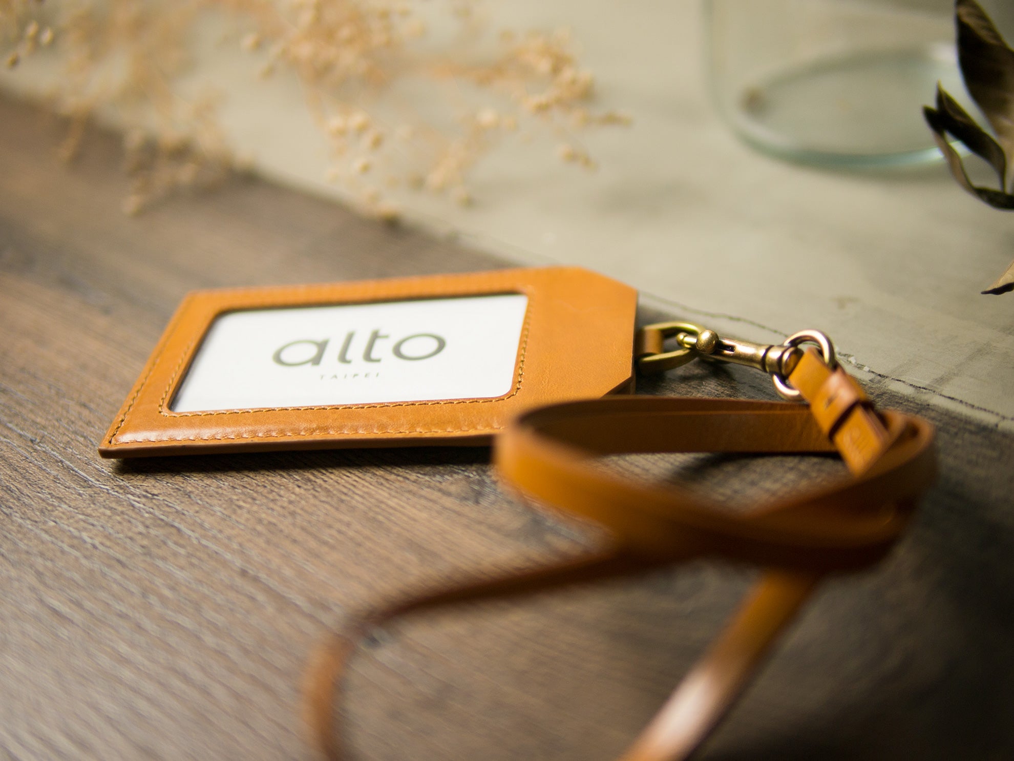 Leather Badge Holder - Caramel Brown