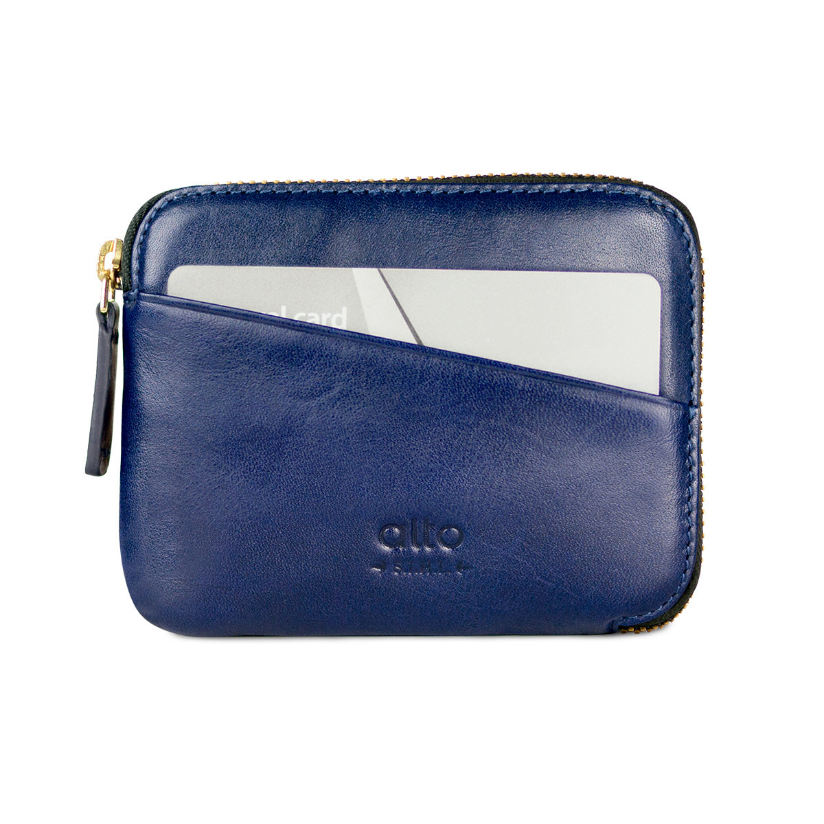 Leather Pouch Wallet – Navy Blue