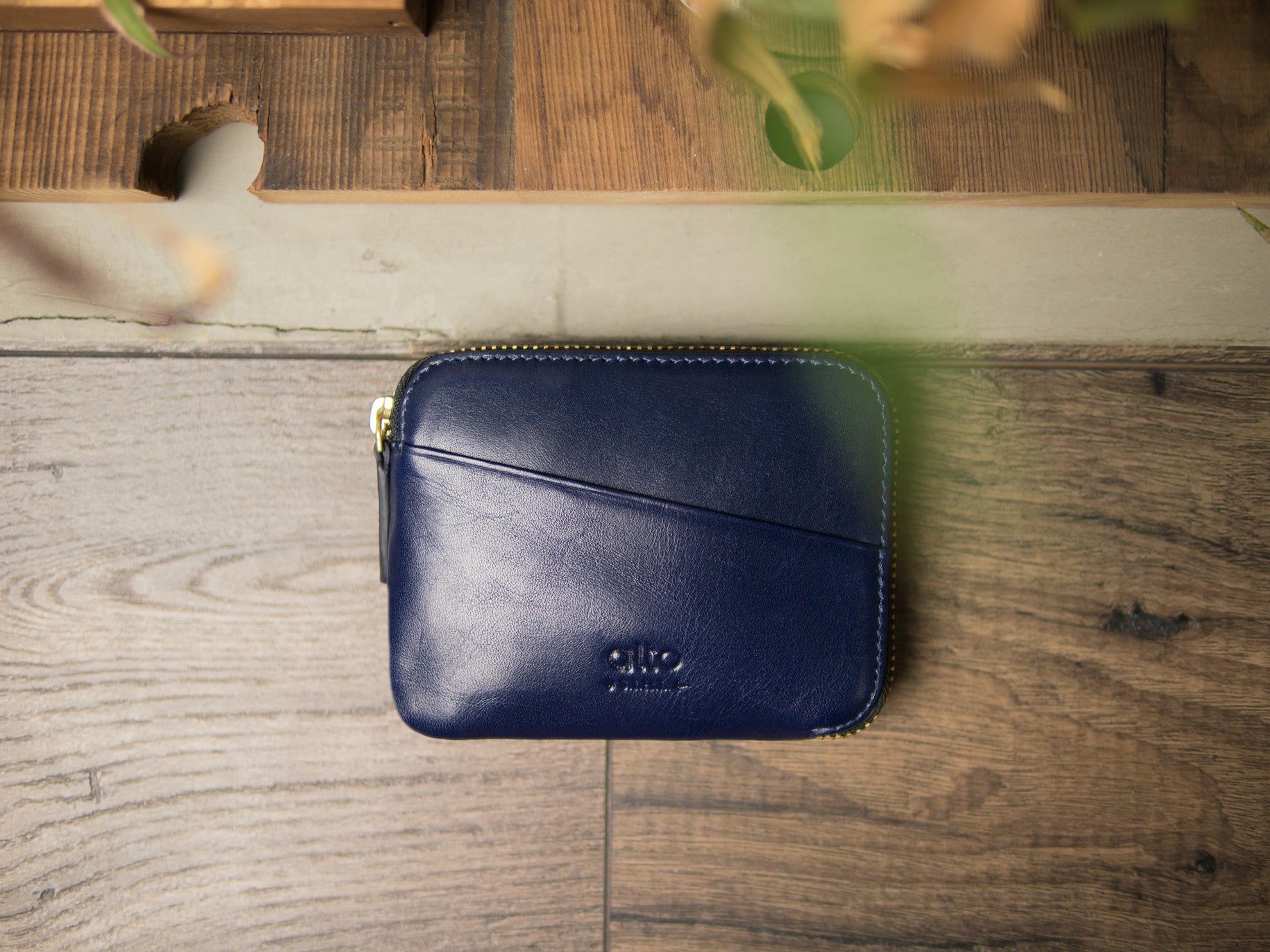 Leather Pouch Wallet – Navy Blue