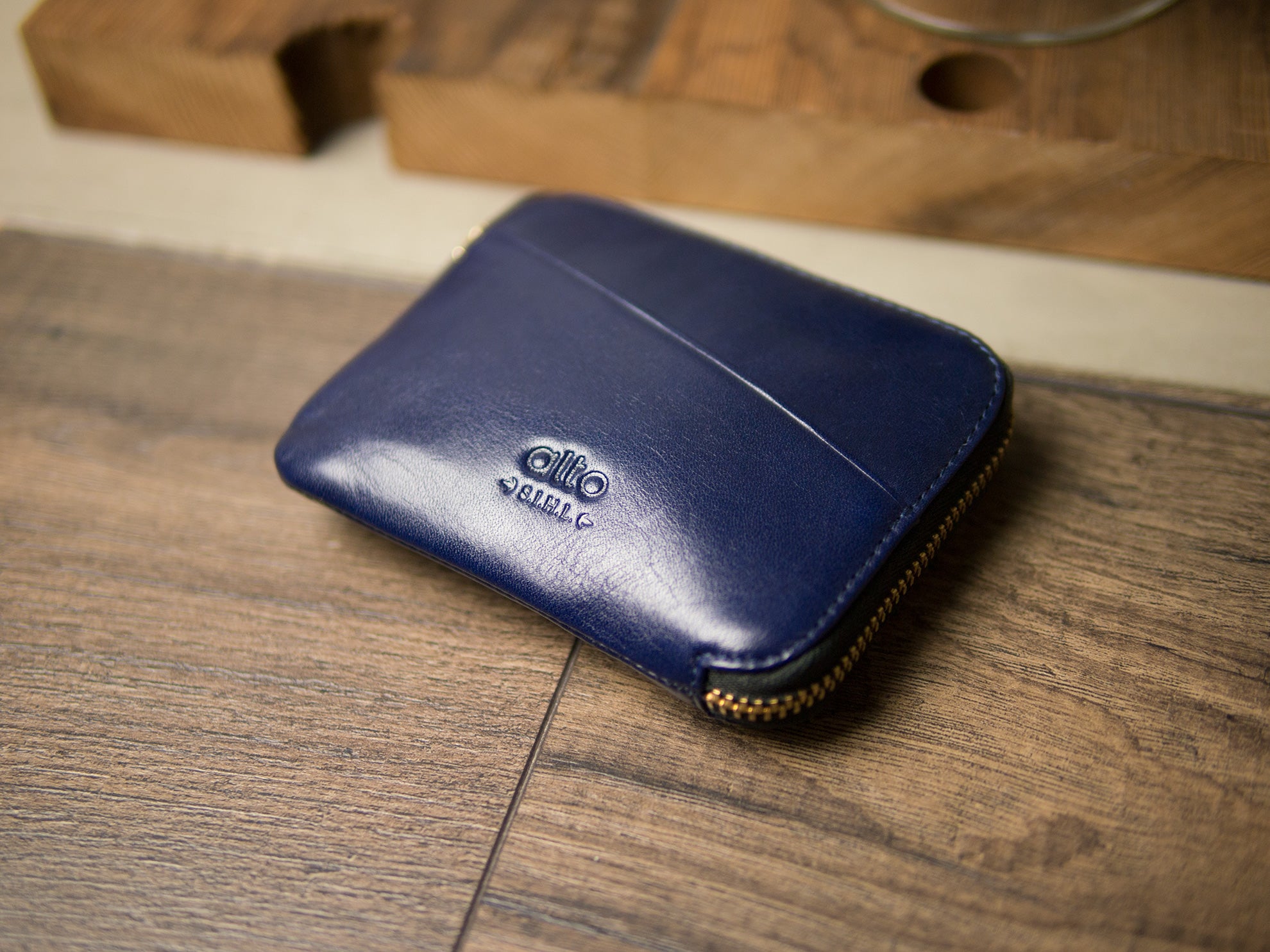 Leather Pouch Wallet – Navy Blue