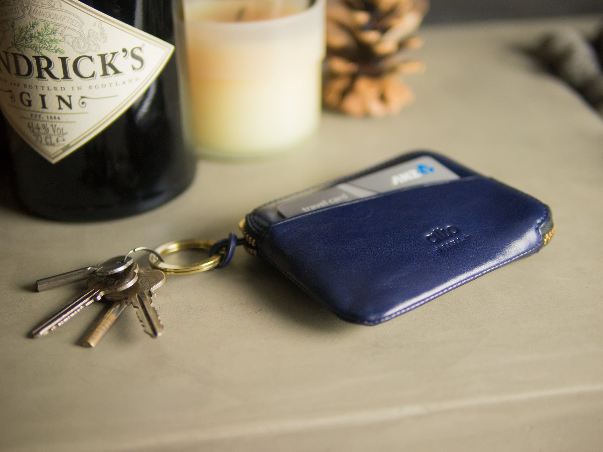 Leather Pouch Wallet – Navy Blue