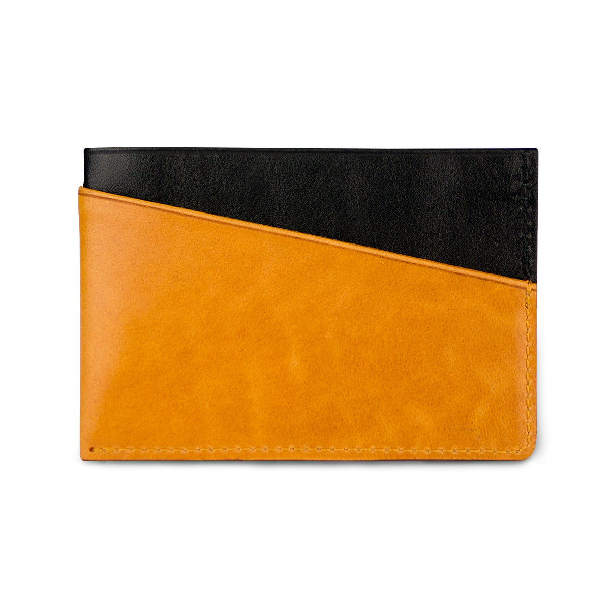 Leather Card Holder – Raven Black/Caramel Brown