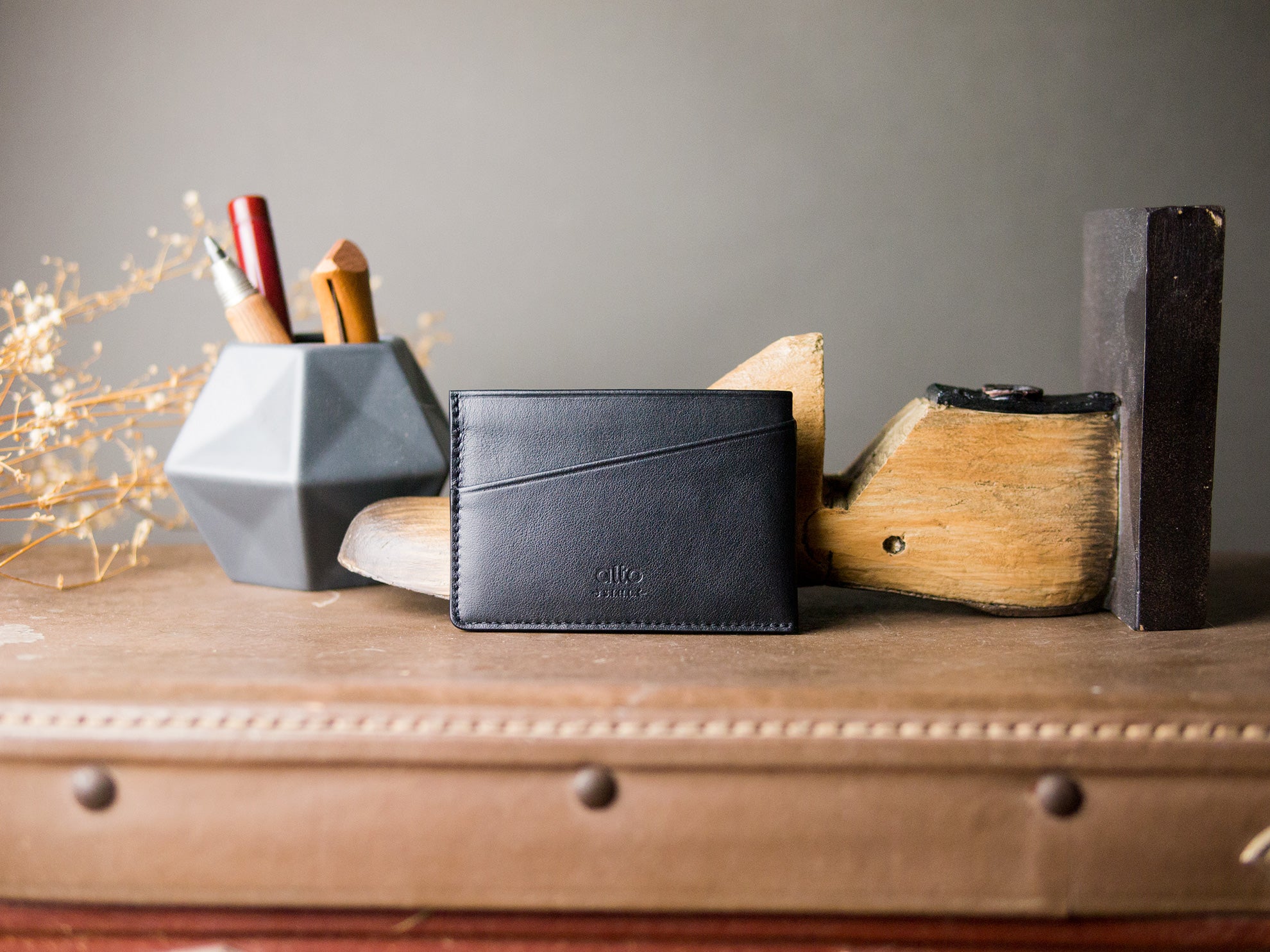 Leather Card Holder – Raven Black